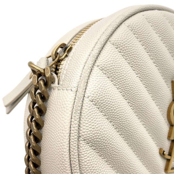 9541504 10 Saint Laurent Paris Vinyl V Stitch Chain Shoulder Bag Ivory