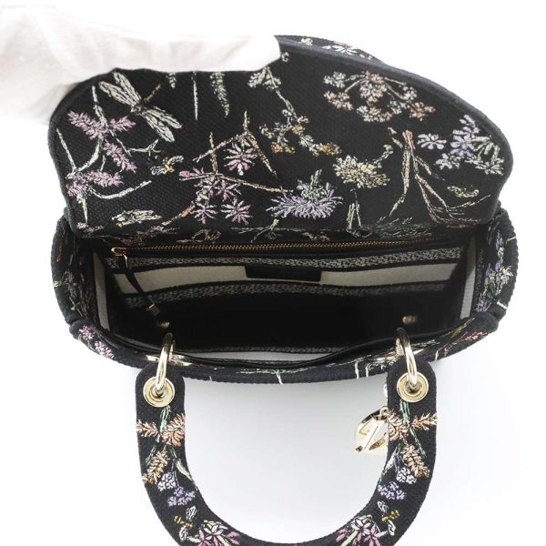 9549487 06 Dior Herbarium Motif 2way Shoulder Bag Black