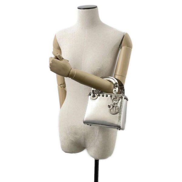 9555419 04 Christian Dior Lizard Mini 2 Way Shoulder Bag Silver