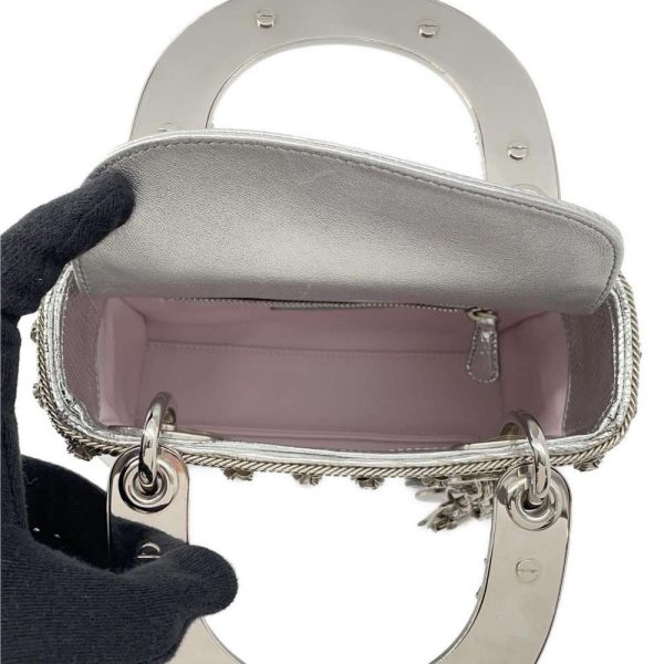 9555419 06 Christian Dior Lizard Mini 2 Way Shoulder Bag Silver