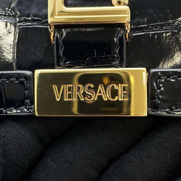 9556607 13 Versace Greca Goddess Embossed 2way Handbag Black