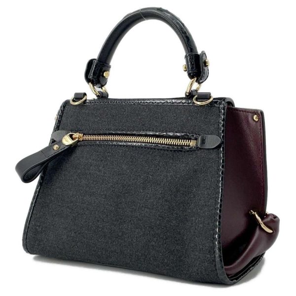 9566804 02 Ferragamo Gancini 2way Shoulder Bag Black