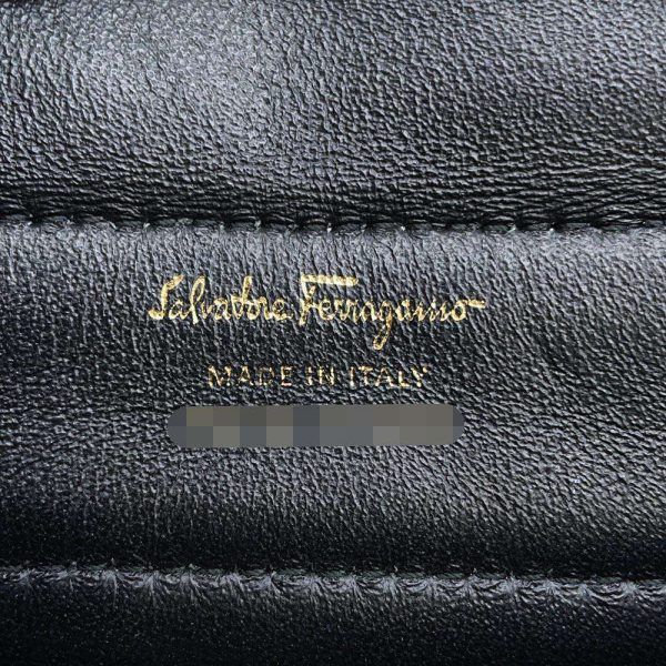 9566804 12 Ferragamo Gancini 2way Shoulder Bag Black