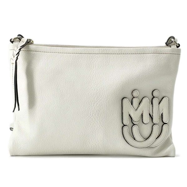 9566828 01 Miu Miu Shoulder Bag Leather White