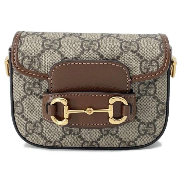 9575264 01 Gucci Horsebit 1955 Strap Shoulder Bag BeigeBrown