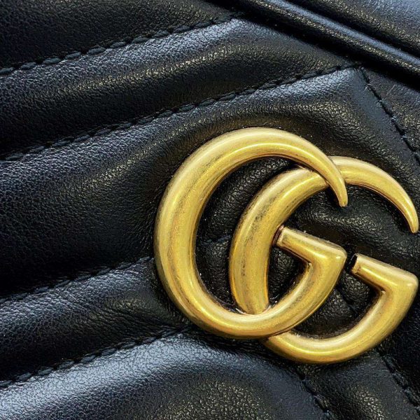 9583894 09 Gucci GG Marmont Quilted Mini Shoulder Bag Black