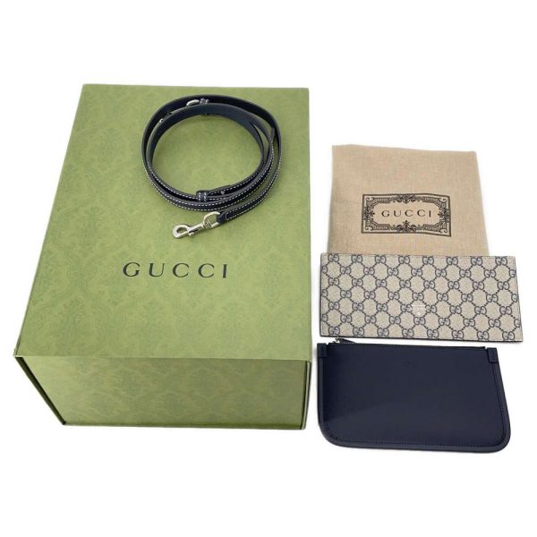 9586673 11 Gucci print 2way shoulder bag BeigeNavy