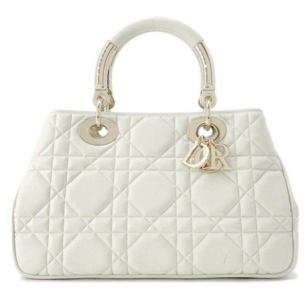 9589896 01 Christian Dior Leather 2 Way Medium Shoulder Bag White