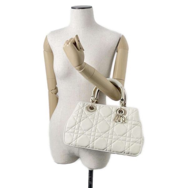 9589896 04 Christian Dior Leather 2 Way Medium Shoulder Bag White