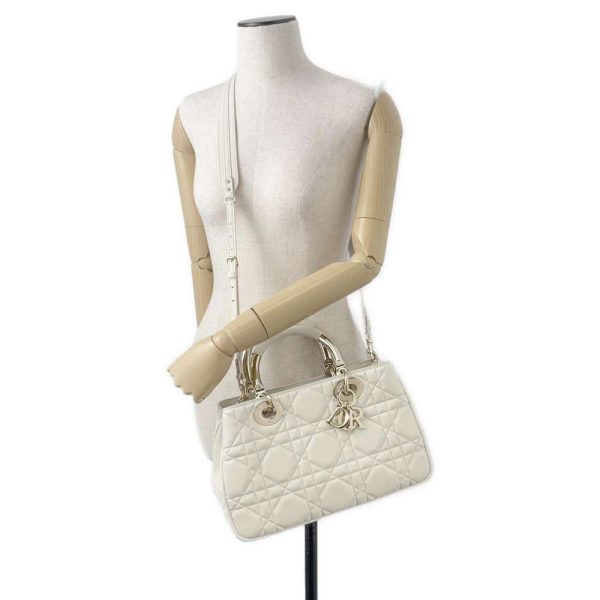 9589896 05 Christian Dior Leather 2 Way Medium Shoulder Bag White