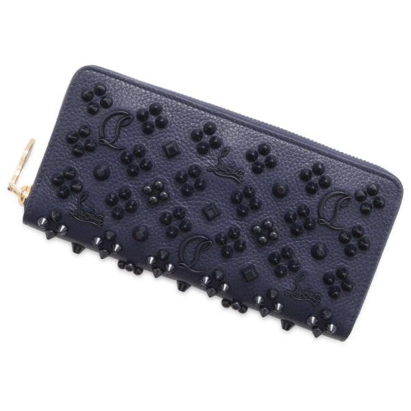 9597846 01 Christian Louboutin Panettone Spike Long Wallet Navy