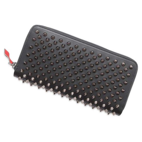 9597860 01 Christian Louboutin Panettone Spike Studded Long Wallet Black