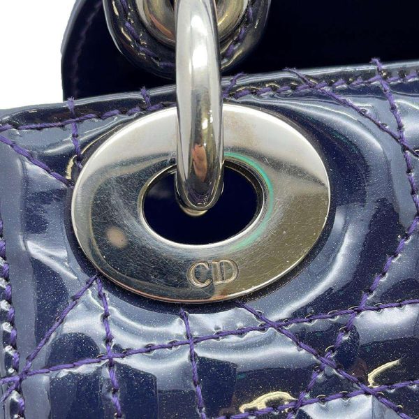 9602830 14 Christian Dior Cannage Mini Patent 2way Handbag Purple