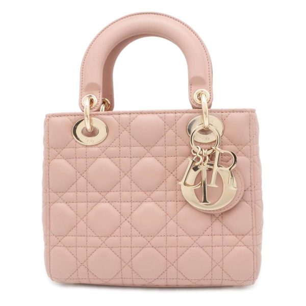 9602854 01 Christian Dior Cannage 2way Handbag Beige Pink