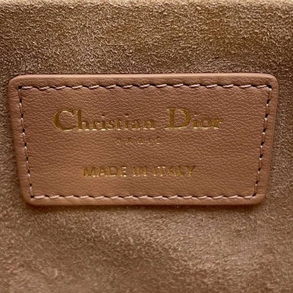 9603127 13 Christian Dior Cannage Vanity Lamb Skin 2 Way Hand Bag Pink Biege