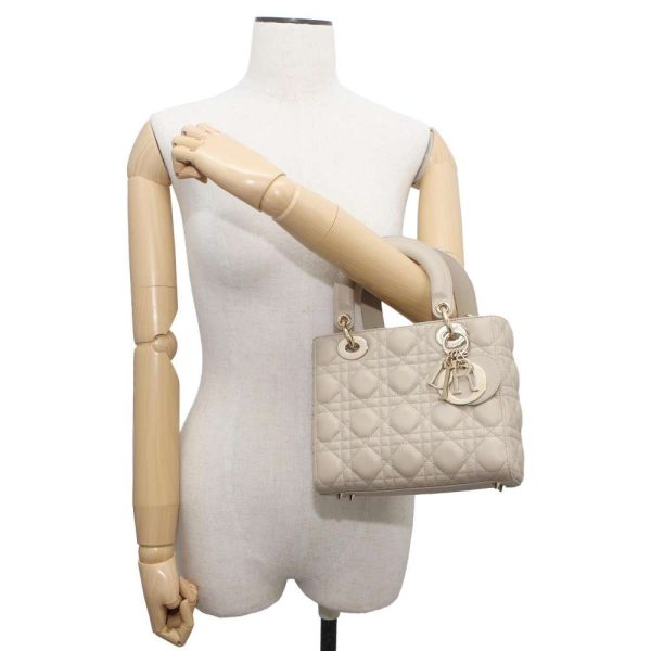 9604131 04 Christian Dior Cannage 2way Shoulder Bag Beige