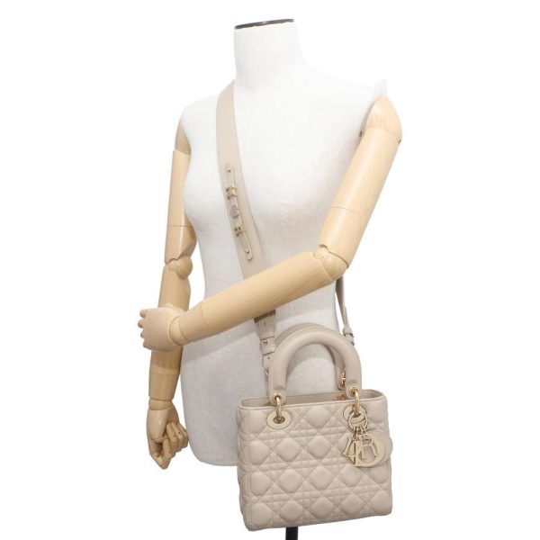 9604131 05 Christian Dior Cannage 2way Shoulder Bag Beige