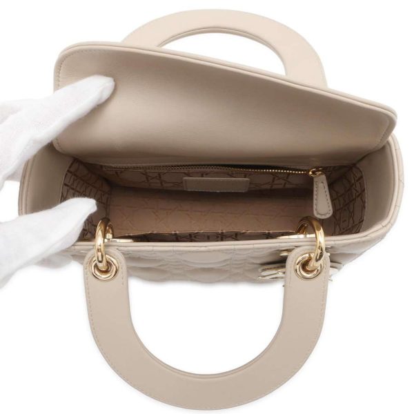 9604131 06 Christian Dior Cannage 2way Shoulder Bag Beige