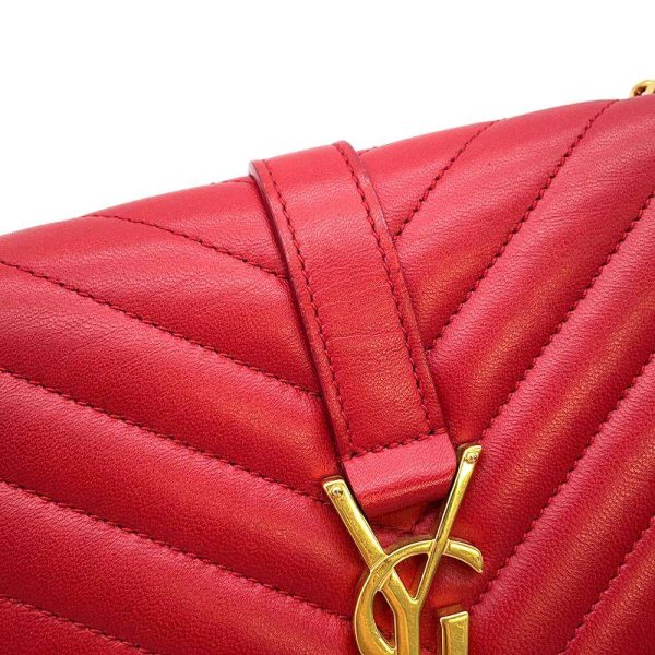 9605015 09 Saint Laurent V Stitch Paris Chain Shoulder Bag Red