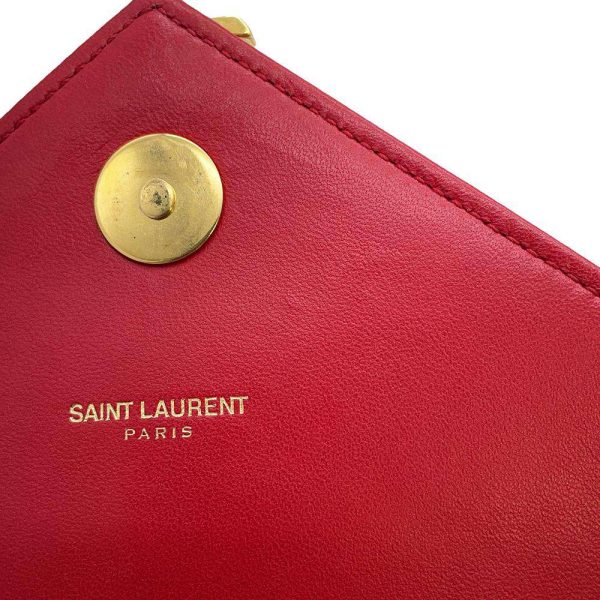 9605015 10 Saint Laurent V Stitch Paris Chain Shoulder Bag Red