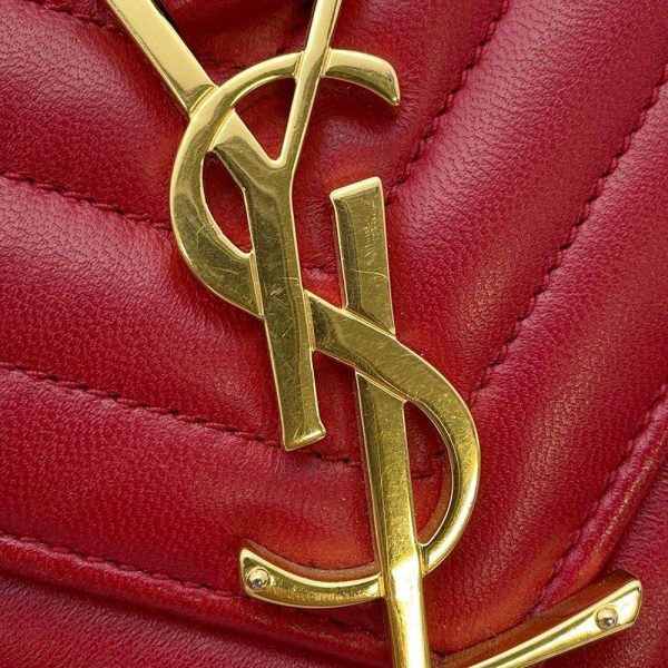 9605015 14 Saint Laurent V Stitch Paris Chain Shoulder Bag Red