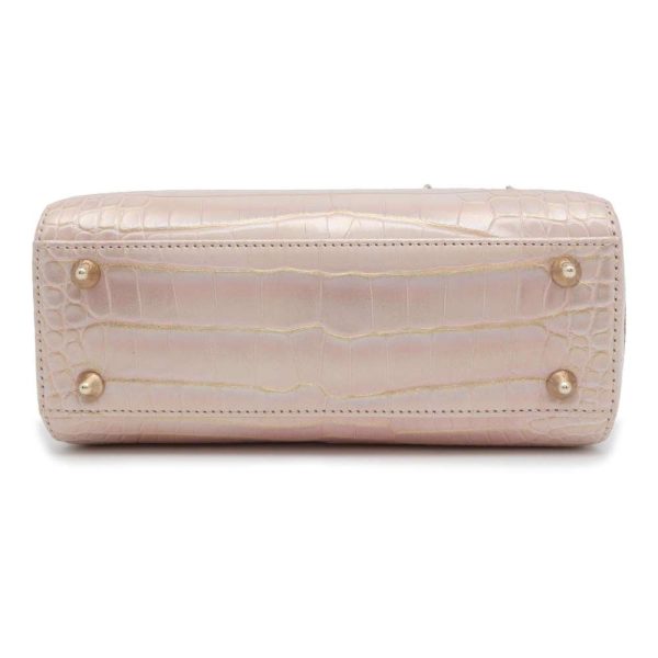 9605282 03 Dior Canage Crocodile Small 2 Way Shoulder Bag Pink Metallic