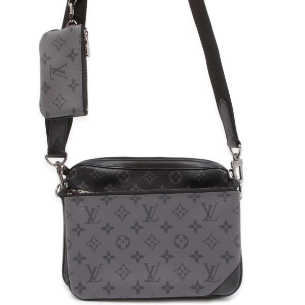 9606005 01 Louis Vuitton Monogram Eclipse Reverse Trio Messenger Shoulder Bag Black