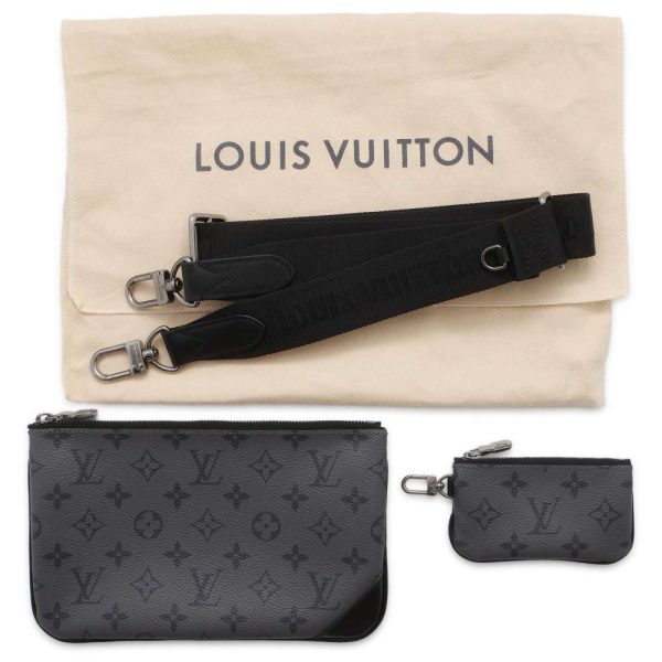 9606005 13 Louis Vuitton Monogram Eclipse Reverse Trio Messenger Shoulder Bag Black