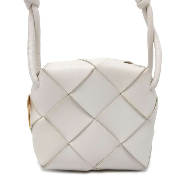 9606197 01 Bottega Veneta Cassette Intrecciato Shoulder Bag White