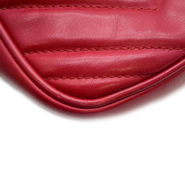 9607309 08 Gucci GG Marmont Quilted Chain Shoulder Bag Red