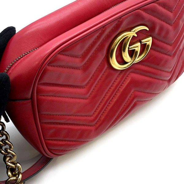 9607309 09 Gucci GG Marmont Quilted Chain Shoulder Bag Red