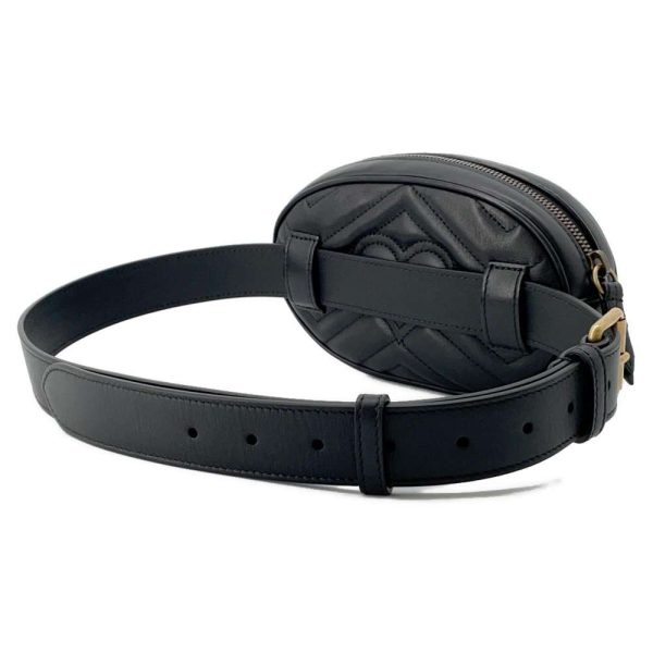 9607316 02 Gucci GG Marmont Quilted Belt Waist Bag Black