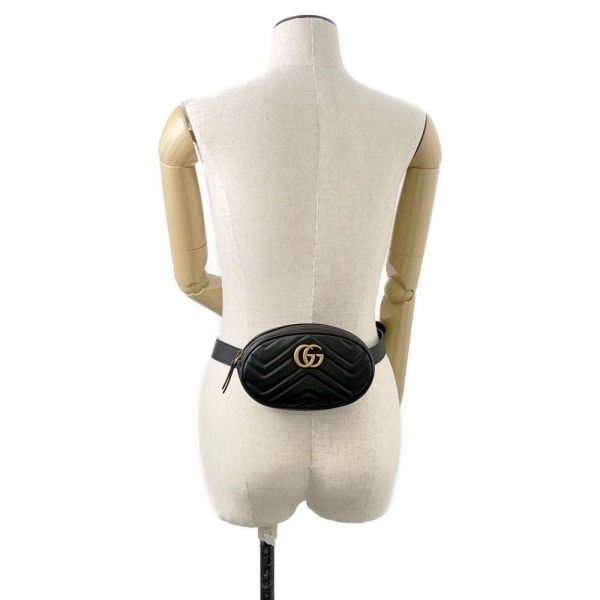 9607316 04 Gucci GG Marmont Quilted Belt Waist Bag Black