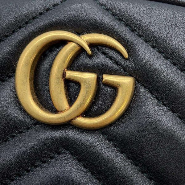 9607316 11 Gucci GG Marmont Quilted Belt Waist Bag Black