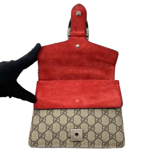 9607361 06 Gucci Dionysus GG Supreme Chain Shoulder Bag BrownRed