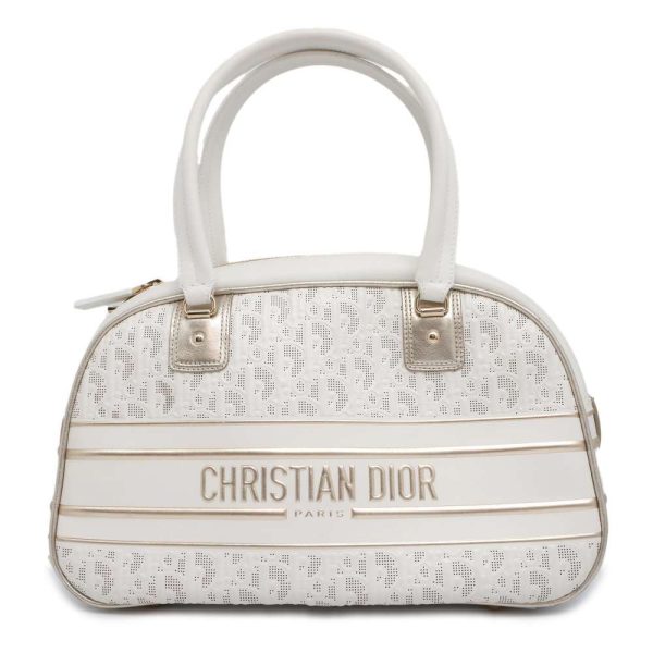 9608665 01 Christian Dior Classic Bowling 2way Shoulder Bag White