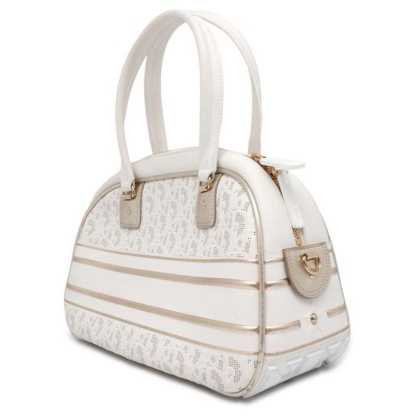 9608665 02 Christian Dior Classic Bowling 2way Shoulder Bag White