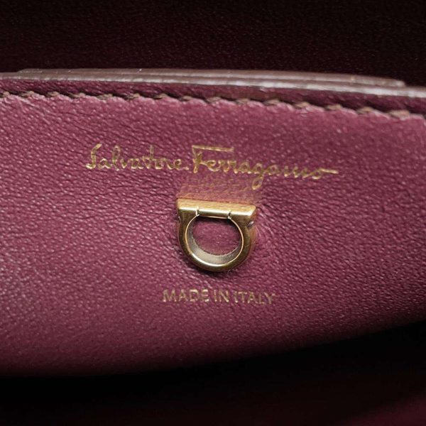 9608672 12 Ferragamo TRIFOLIO Gancini Chain Shoulder Bag Bordeaux