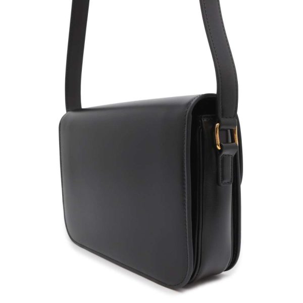 9616639 02 Celine Shoulder Bag Triomphe Medium Leather Black