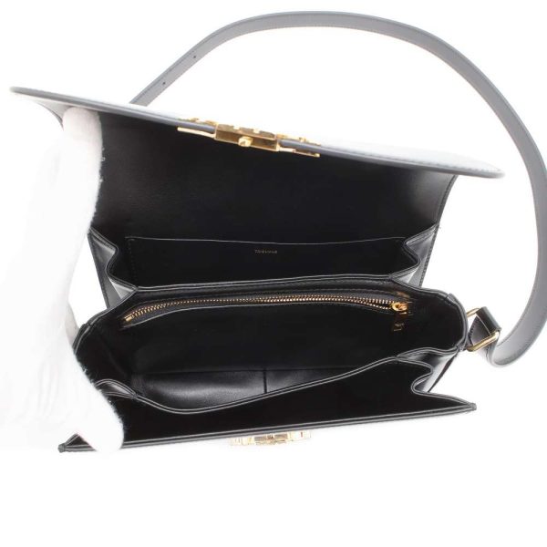 9616639 05 Celine Shoulder Bag Triomphe Medium Leather Black