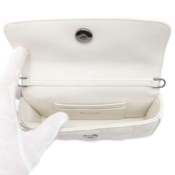 9623828 05 Christian Dior Lady Dior Cannage Phone Pouch Lambskin White