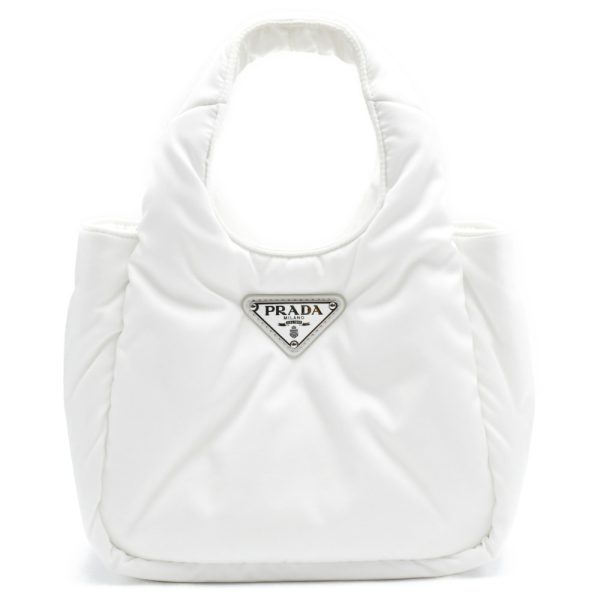 9623f090061 1 PRADA soft padded mini handbag white