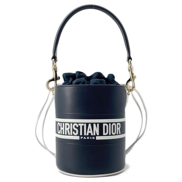 9624009 01 Christian Dior Vive Bucket 2way Shoulder Bag White Navy