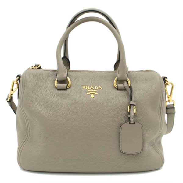 99387 1 Prada Leather 2Way Handbag Gray