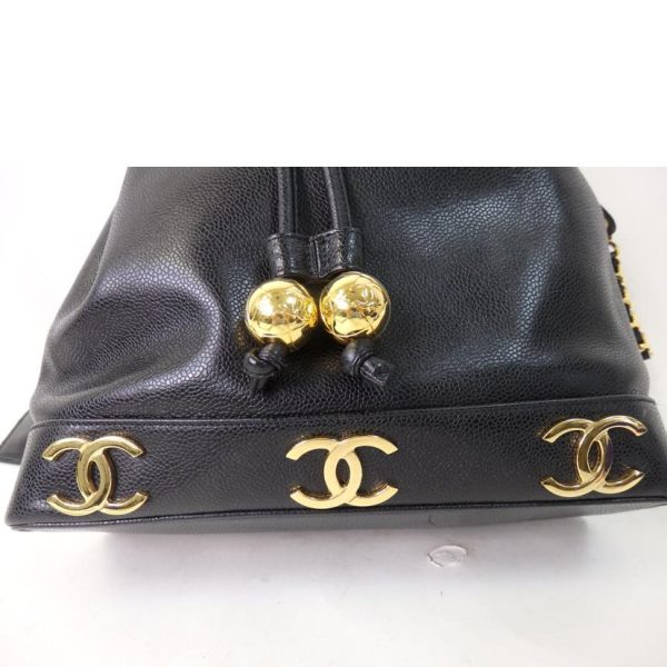 99445 8 Chanel Triple Coco Mark Drawstring Chain Shoulder Caviar Skin Shoulder Bag