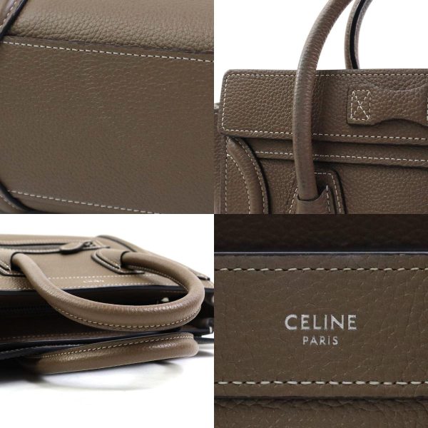 99933i 9 c Celine Handbag Shoulder Luggage Nano Shopper Leather Khaki