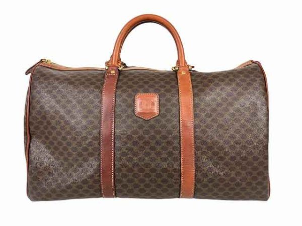 FES68013395B Celine Boston Bag Travel Macadam Pattern Unisex Brown