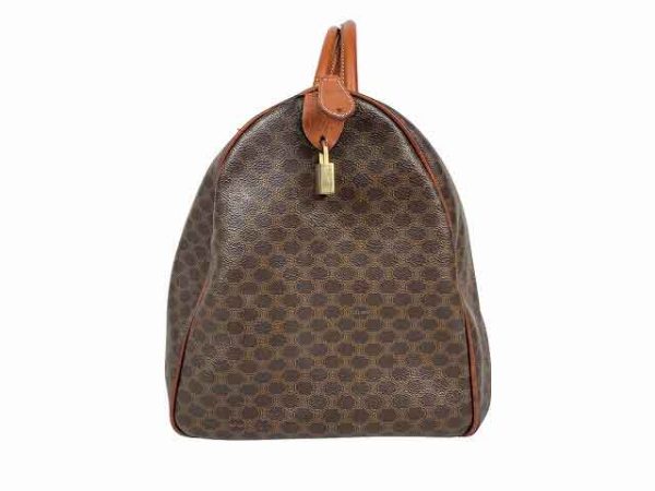 FES68013395B 1 Celine Boston Bag Travel Macadam Pattern Unisex Brown