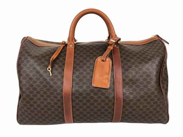 FES68013395B 2 Celine Boston Bag Travel Macadam Pattern Unisex Brown