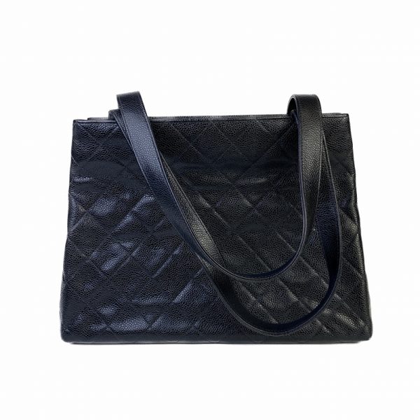 a 1645000 Chanel Cocomark Caviar Skin Tote Bag Black